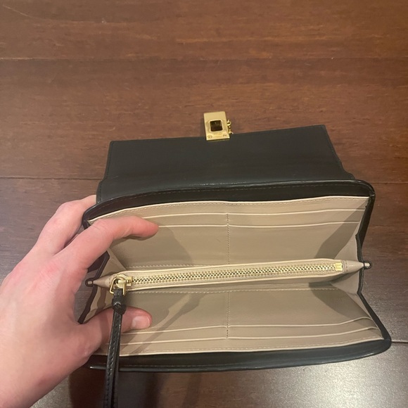 chloe Black Quilted Leather long Wallet gold turn lock hardware - Picture 9 of 10